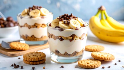 Banana Cream Dessert with Closeup.