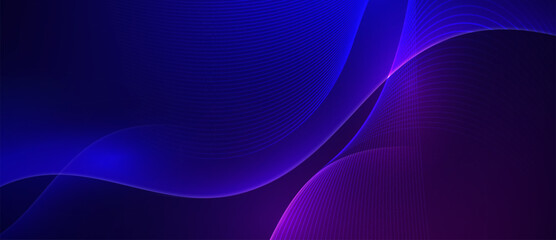Abstract purple and blue flowing waves on a dark background