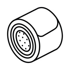 A minimalist vector icon of a maki sushi roll. This thin line art graphic is perfect for Japanese restaurant menus, food blogs, and delivery apps. The clean design captures the essence of sushi in a m