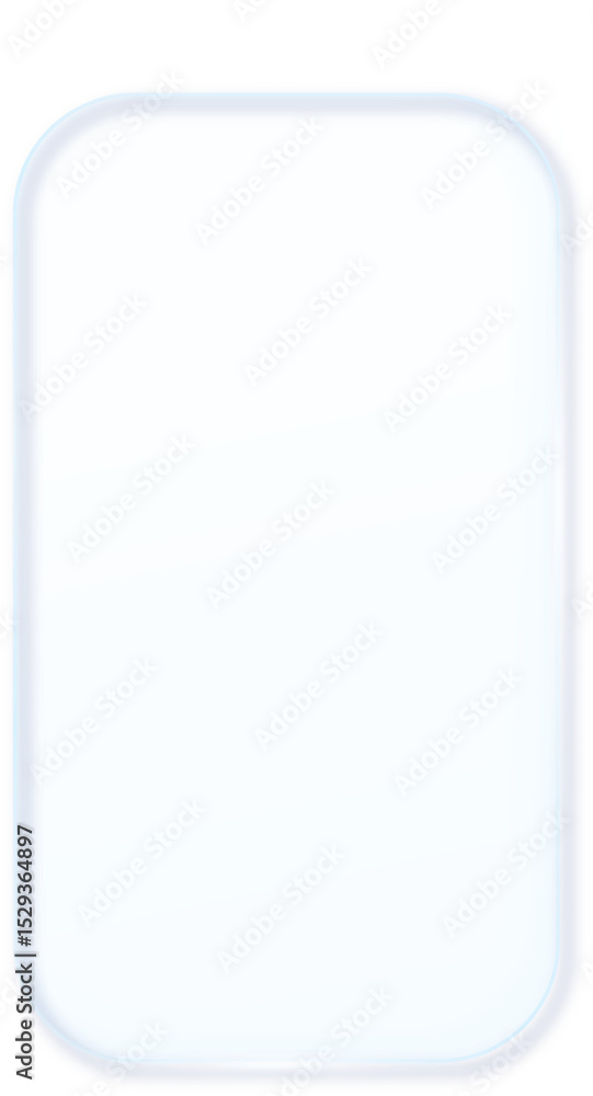 Poster Glass Morphism Ux banner. Transparent Glass Interface Button. Phone design element. Plastic frame with Drop Shadow Effect