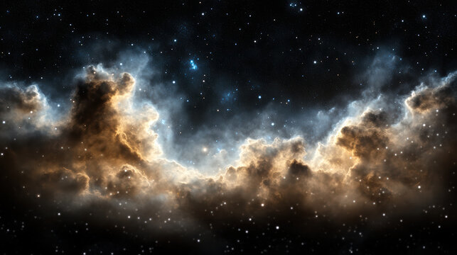Bright cosmic clouds illuminated by starlight create stunning celestial scene