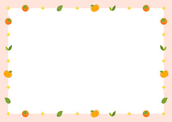 Vertical spring notebook memo template with cute autumn persimmon and leaf decoration. Vector illustration.