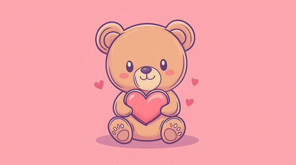 A kawaii bear sticker design featuring a cuddly bear