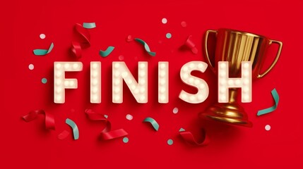 Finish Line Celebration with Trophy