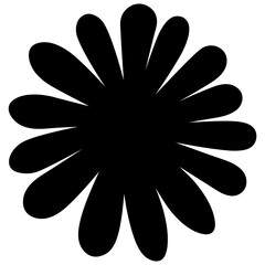 Chamomile. Silhouette. Wildflower with petals around the core. Vector illustration. Isolated white background. Idea for web design.