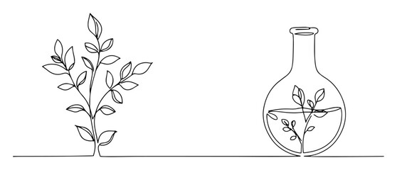 plant in flask line art design © Wieslaw