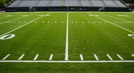 Obraz premium American Football Field Stripes, Yard Lines, and Stadium View - Ready for Game Day