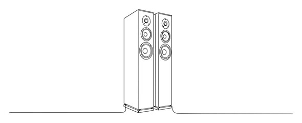 floor speakers one line vector art © Wieslaw