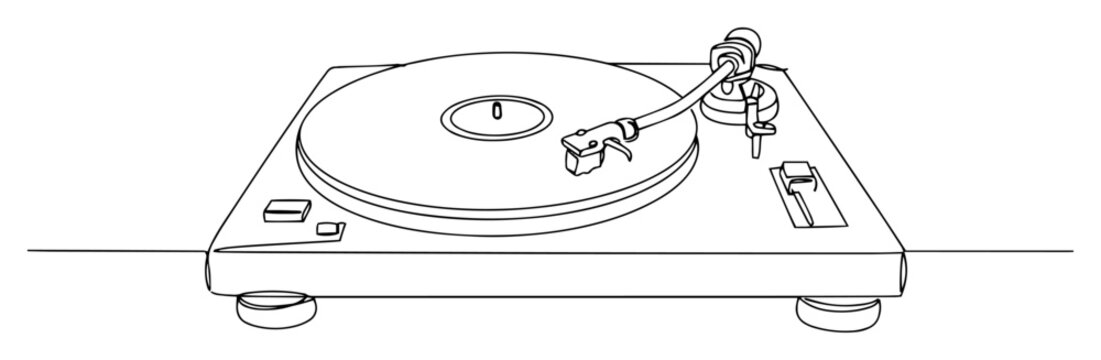 black and white turntable line art clip art preview