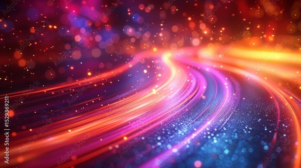 Aufkleber dynamic, flowing light trails create a vibrant atmosphere, embodying energy and movement in an abstr