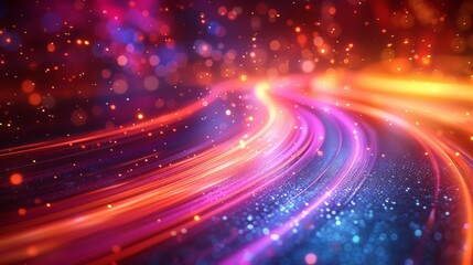 Obraz premium Dynamic, flowing light trails create a vibrant atmosphere, embodying energy and movement in an abstract artistic expression filled with vivid colors and textures.