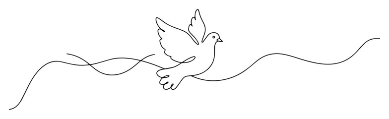 dove flying one line peace symbol