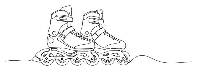 inline skates one line vector sketch