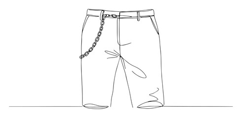 baggy pants with chain one line sketch