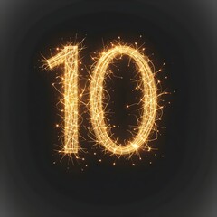 Sparkler light painting number ten anniversary celebration