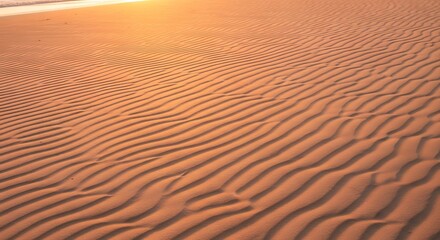 Desert Sand Dunes at Sunset with Textured Ripples and Warm Light