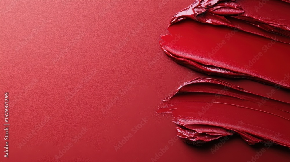 Aufkleber bold and vivid close-up of a red paint smear across a sleek surface, capturing an abstract expressio