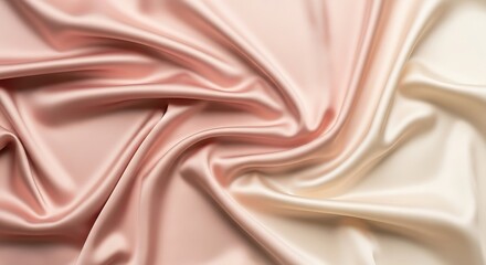 Elegant Flowing Silk Fabric with Peach and Ivory Gradient