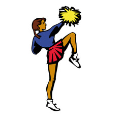 Energetic Young Cheerleader Performing a Dynamic Routine with Pom Pom