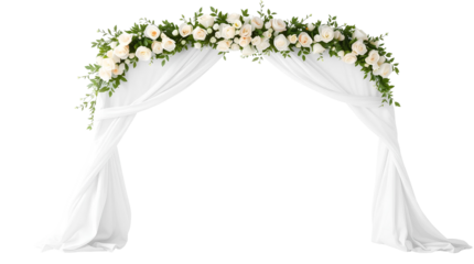 Photo of white elegant archway made of sheer isolated on transparent background.png