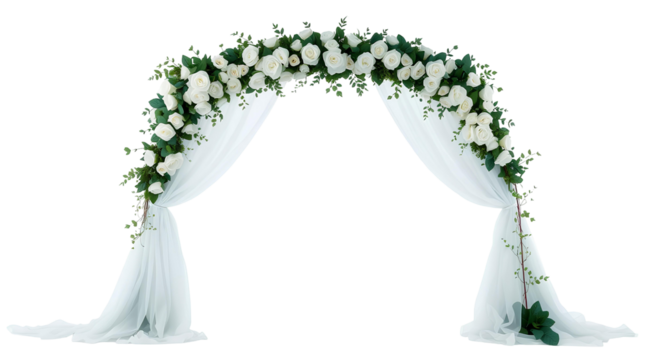 Photo of white elegant archway made of sheer isolated on transparent background.png