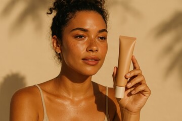 Radiant skincare product advertisement