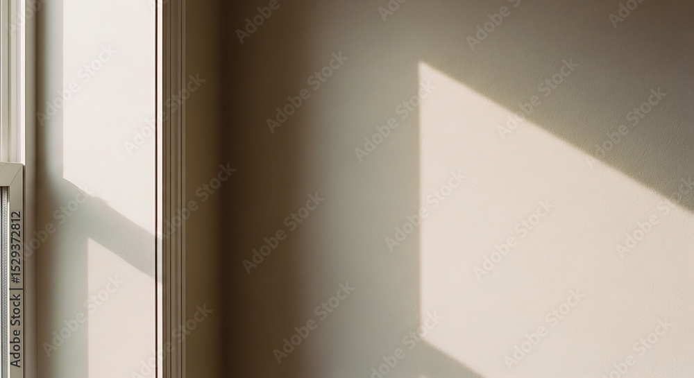 Poster interior wall with window light creating shadow patterns for minimalist design