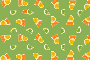 Fruit Marmalade Sweets Pattern, Lemon Slices Jelly Background