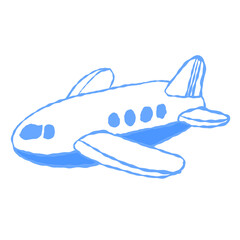 Simple White Airplane Outline with Blue Shading 