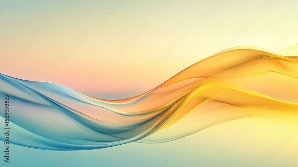 Poster vibrant abstract yellow wave background featuring soft gradient curves and flowing lines, ideal for 