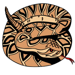 Illustrative Drawing of a Coiled Rattlesnake Ready to Strike