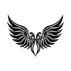 Stylized Wings Tribal Tattoo Vector Graphic