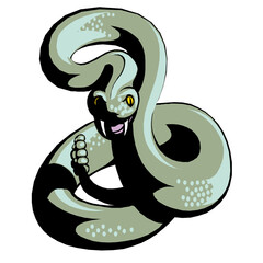 A Charming Cartoon Serpent With Its Tail Wrapped Around Its Body