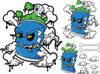 Graffiti Spray Can Character Vector Set