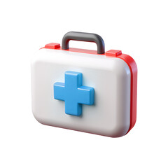 Obraz premium First Aid Bag 3D Icon – Glossy Minimal Emoji Style, Isolated PNG object