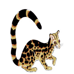 Adorable Asian Leopard Cat Illustration for Wildlife Enthusiasts