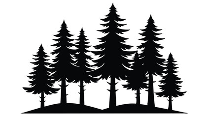Fototapeta premium Silhouetted evergreen trees winter forest landscape