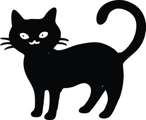 Black cat silhouette on white background vector illustration