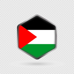 Palestine Flag Icon in Hexagon Shape.