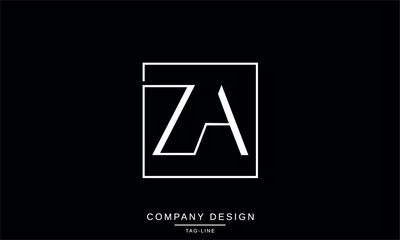 ZA, AZ Abstract Letters Logo Monogram design Font Icon Vector