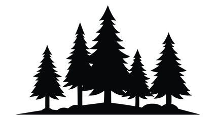 Obraz premium Silhouetted evergreen trees on a hill simple nature illustration