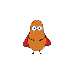 Cute Superhero Potato Character Vector