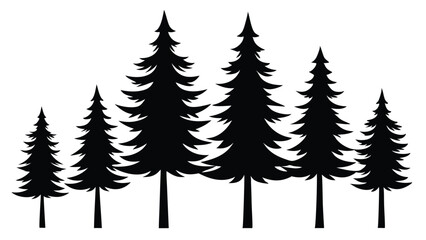 Fototapeta premium Silhouetted pine trees forest nature graphic design
