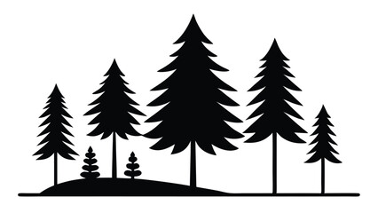 Obraz premium Silhouetted pine trees on a hill simple nature illustration