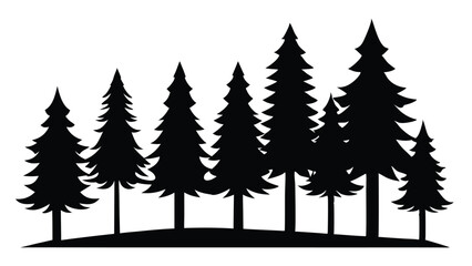 Obraz premium Silhouetted pine trees forest woodland nature landscape