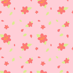 Simple Red Flower with Two Leaves