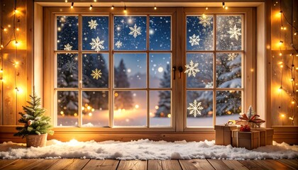 Cozy Christmas window scene.