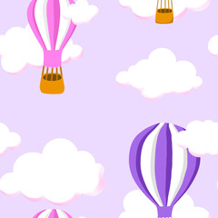 Hot Air Balloons and Clouds Pattern  Big