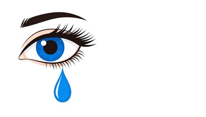 Blue Eye Crying Tear Illustration.