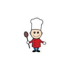 A cartoon chef holding a spoon